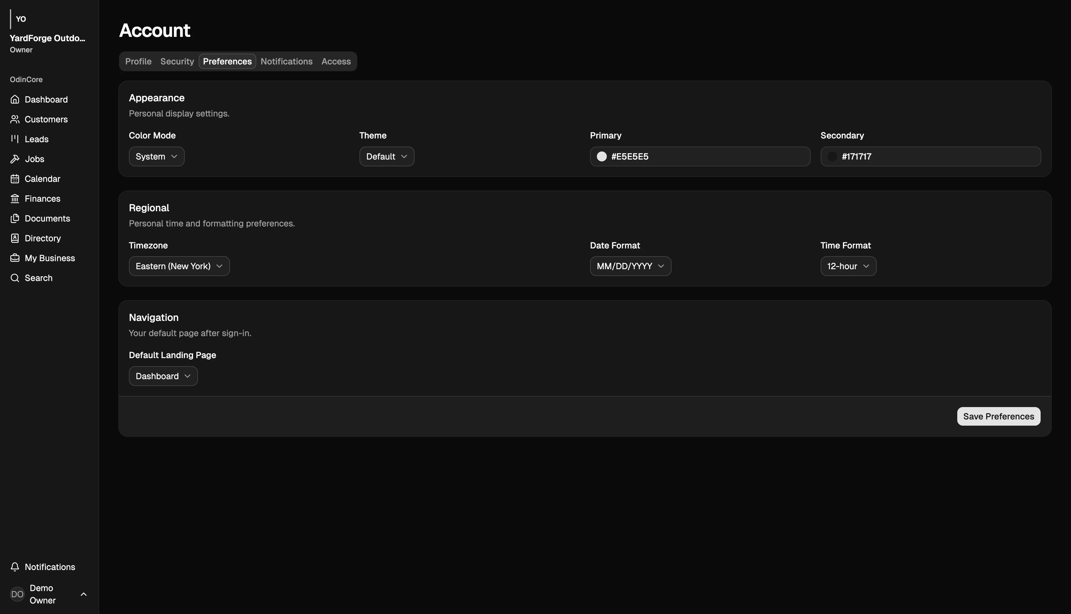 OdinCore interface supporting