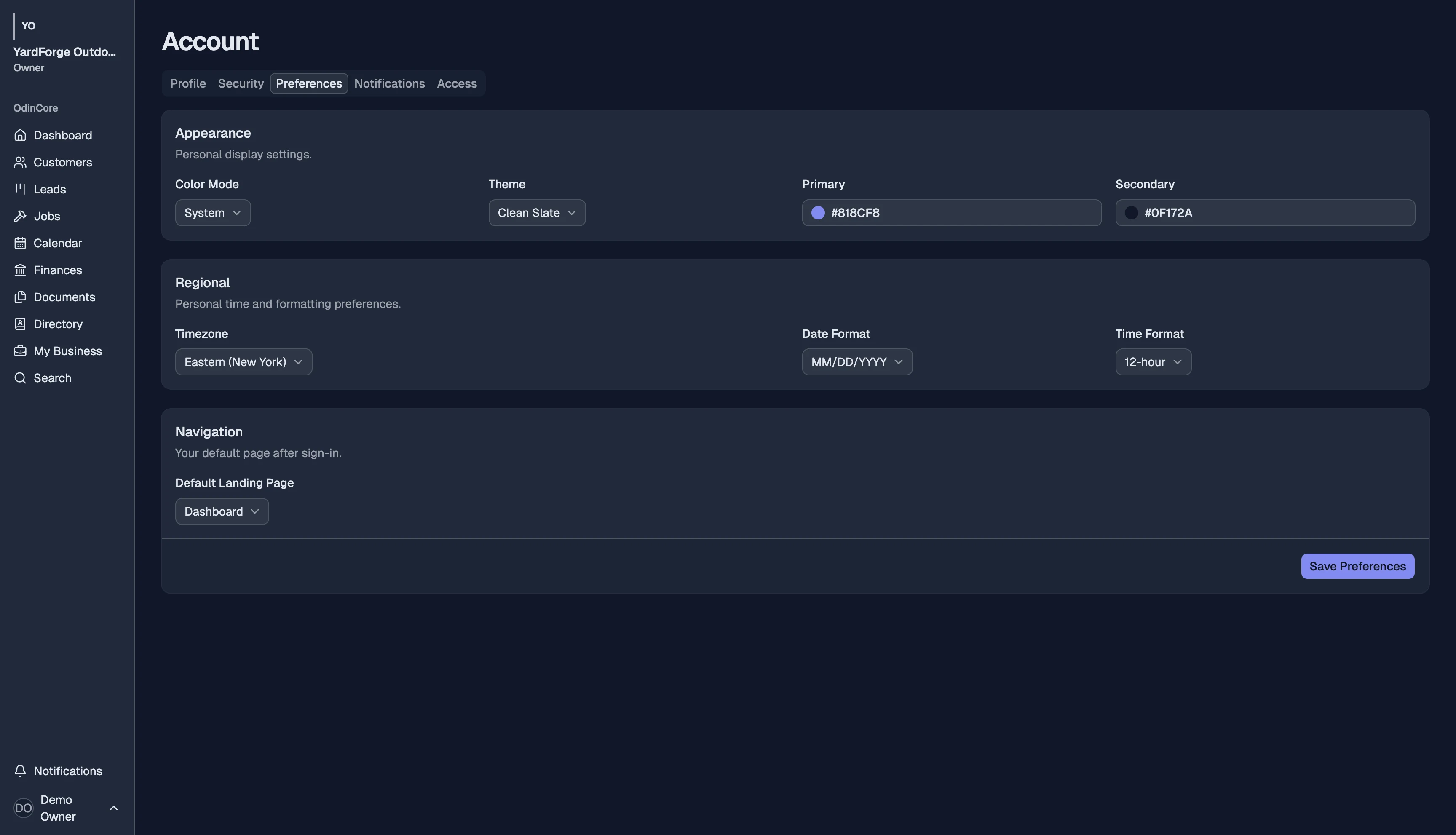OdinCore interface supporting 